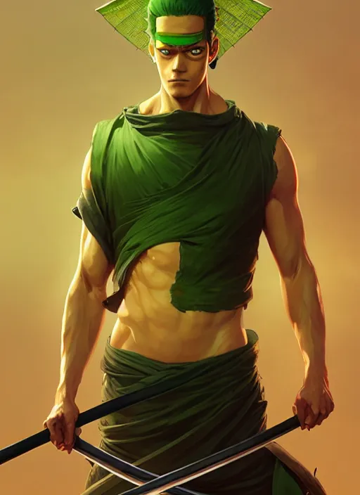 Prompt: ultra realistic illustration, handsome zoro. intricate, highly detailed, digital painting, artstation, concept art, smooth, sharp focus, illustration, art by artgerm and greg rutkowski and alphonse mucha and wlop