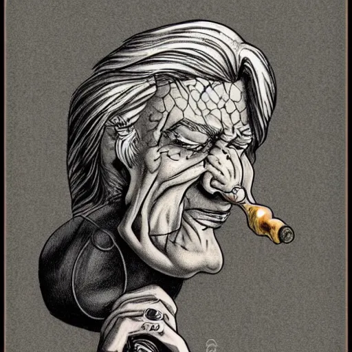 Prompt: highly detailed figure of a person with long white hair coming out from a smoking pipe, comic art, tattoo art, intricate, elegant.