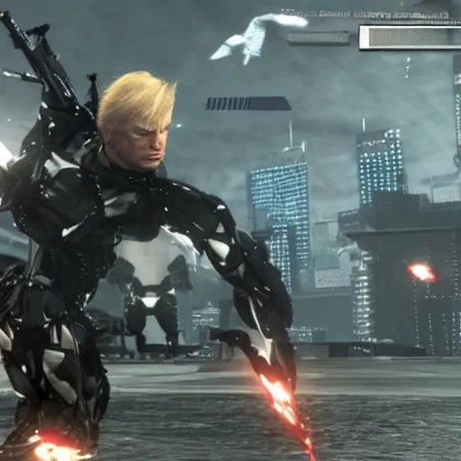 Image similar to donald trump in Metal Gear Rising: Revengeance