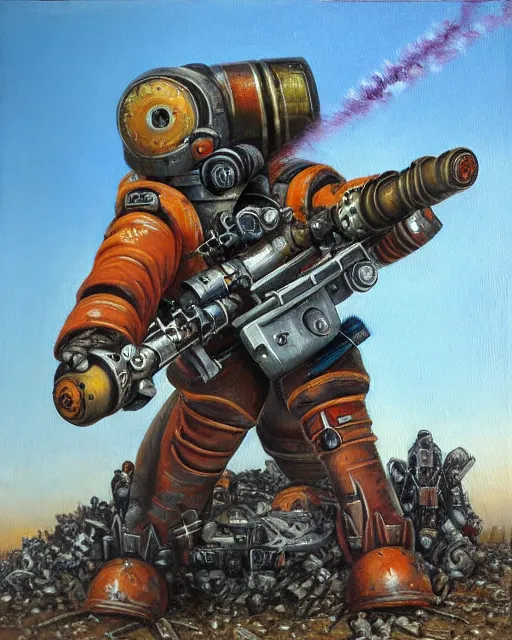 Image similar to sukhoi mech!!! armed with rockets and a minigun, humanoid figure, round machines, oil painting, soviet ( ( ( ( airplane ) ) ) ), tribal yurta, postapocalyptic, sharp focus