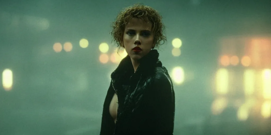 Prompt: Scarlett Johansson in a scene from Blade Runner