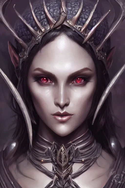 Image similar to dark elf princess, highly detailed, d & d, fantasy, highly detailed, digital painting, trending on artstation, concept art, sharp focus, illustration, global illumination, shaded, art by artgerm and greg rutkowski and fuji choko and viktoria gavrilenko and hoang lap