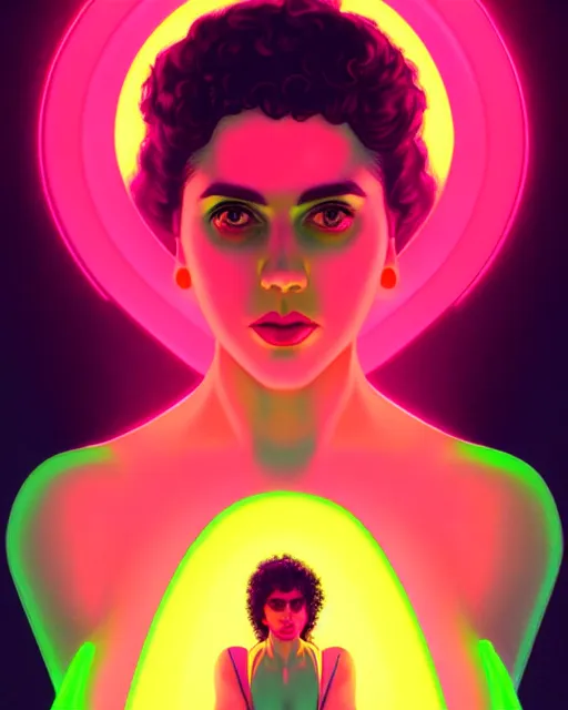 Image similar to symmetry portrait of poly styrene, neon, day glo, mannequin, sci - fi, tech wear, glowing lights intricate, elegant, highly detailed, digital painting, artstation, concept art, smooth, sharp focus, illustration, art by artgerm and greg rutkowski and alphonse mucha