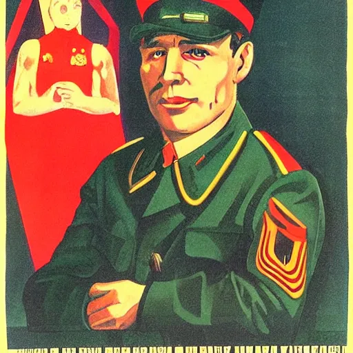 Prompt: soviet propaganda poster depicting a emue in military uniform