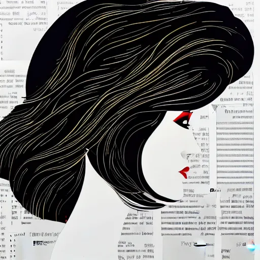 Image similar to beautiful elegant woman seen in profile, from the side, haloed by an explosion of microsoft excel chart lines and graphs by sandra chevrier, rik oostenbroek, simple contrasted color, white background