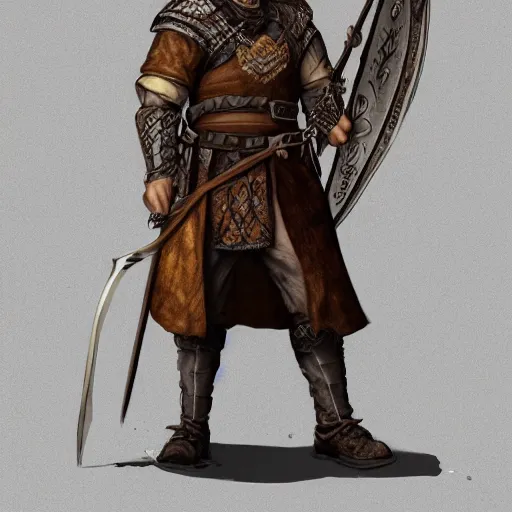 Prompt: 5 0 years old man, tall, stocky : : fantasy : : brown hair, sympathetic, short brown beard : : decorated medieval clothing : : high detail, digital art, rpg, concept art, illustration