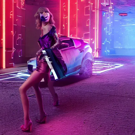 Prompt: Still of the KDA More music video featuring Taylor Swift. 3d render, octane render, realistic, highly detailed, trending on artstation, 4k, cgsociety, unreal engine 5, redshift render, blender, behance, cg