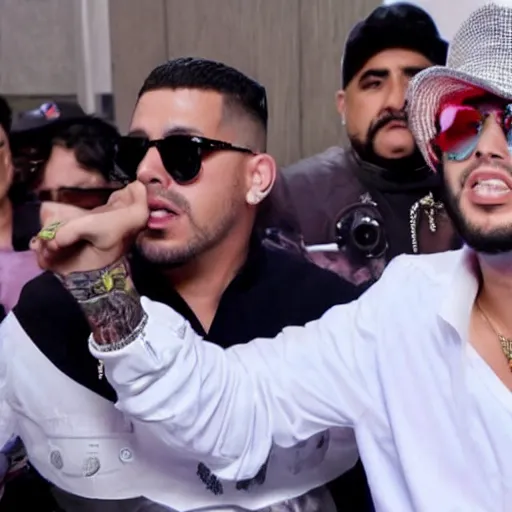 Image similar to bad bunny singer stabbed by amlo