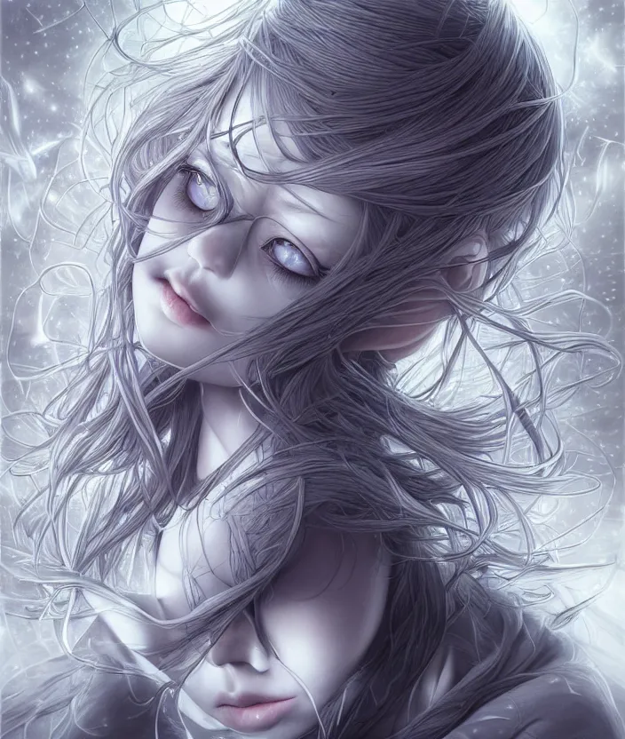 Prompt: ' lost in a lucid dream, my soul drifted away ', ultra great shadowing, ultra 3 d shadowing, ultra reflective surfaces, illustrated completely, ultra 8 k mega detailed pencil illustration, ultra detailed pencil illustration, intricate, epic composition, masterpiece, bold complimentary colors, very very kawaii, stunning masterfully illustrated by artgerm, range murata.