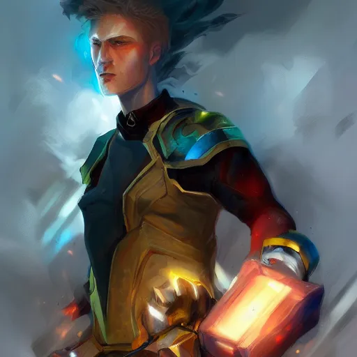 Prompt: stormbreaker consumed in the power of lightning, by ross tran, oil on canvas