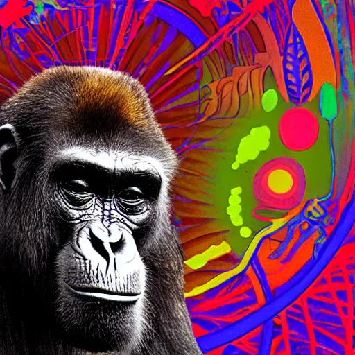 Image similar to stoned ape theory, psilocybin mushrooms, abstract, evolution