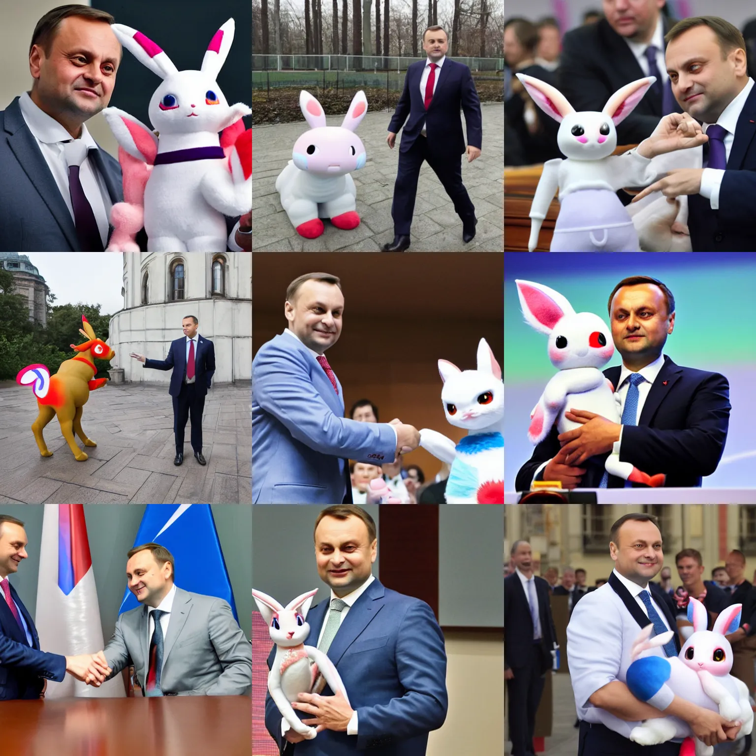 Prompt: Andrzej Duda with Sylveon