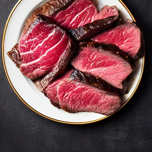 Image similar to a plate of wagyu steak, food photography