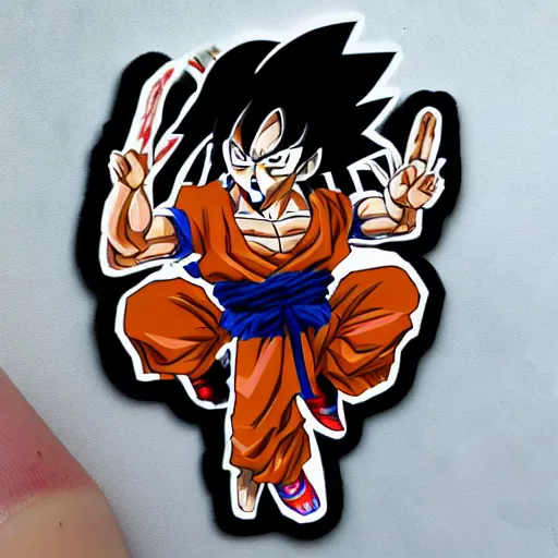 Image similar to die cut sticker, goku with a strawhat, splatter paint