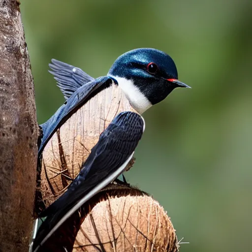 Prompt: photo of an african swallow carrying a coconut