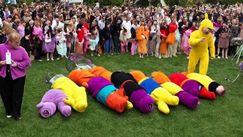 Image similar to teletubbie funeral