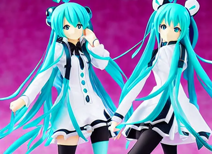 Image similar to miku hatsune goods, acrylic figure, tapestries, key visual poster