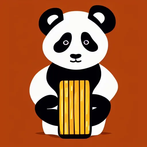 Prompt: vector artwork of a panda eating a chocolate bar, colorful, playful