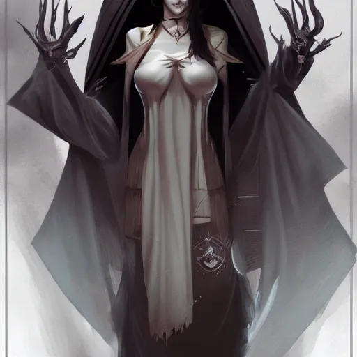 Image similar to hooded priestess of emo teen thot, by charlie bowater, peter mohrbacher, loish, trending on artstation, concept art