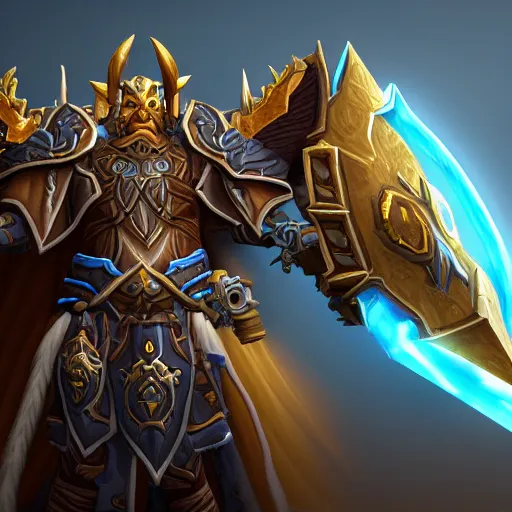 Image similar to world of warcraft paladin, intense, highly detailed, 8 k