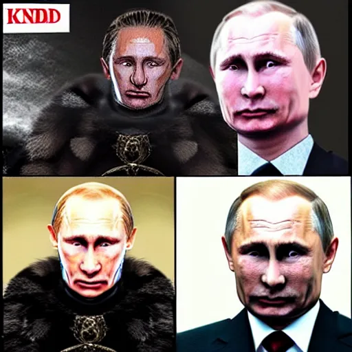 Image similar to Vladimir Putin in the style of a king in Game of Thrones