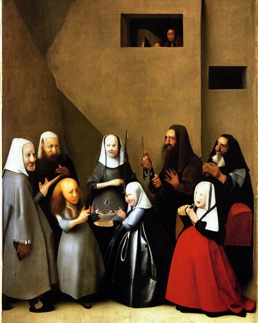 Prompt: Las Meninas by Diego Velázquez painting by Hieronymus Bosch