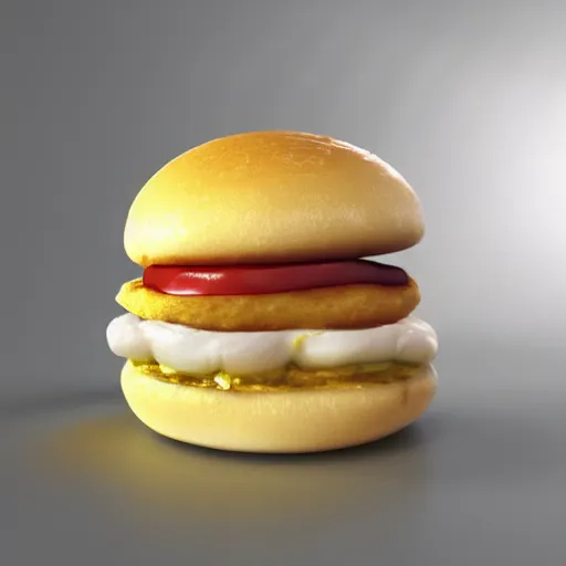 Image similar to cute octane render of an egg mcmuffin, cinematic, studio lighting