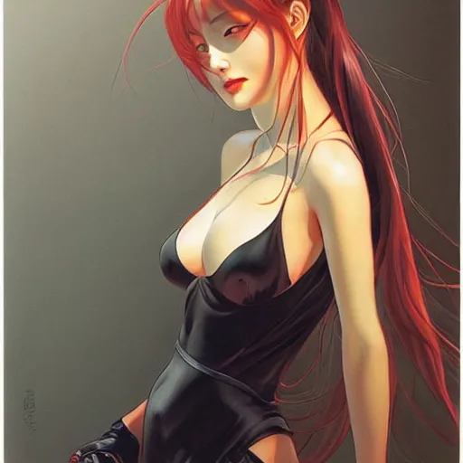 Image similar to Lee Jin-Eun by Jesper Ejsing, rule of thirds, seductive look, beautiful,