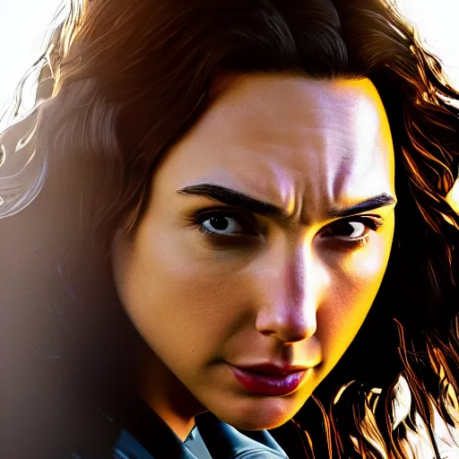 Image similar to gal gadot as hermione, professional photography, action shot, studio lighting, motion blur, hyper detailed, trending on artstation