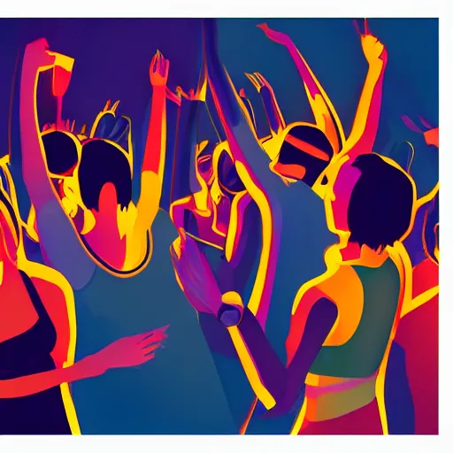 Image similar to young people in a fancy nightclub dancing and drinking, partylights, great colors, by aalto alvar, trending on artstation