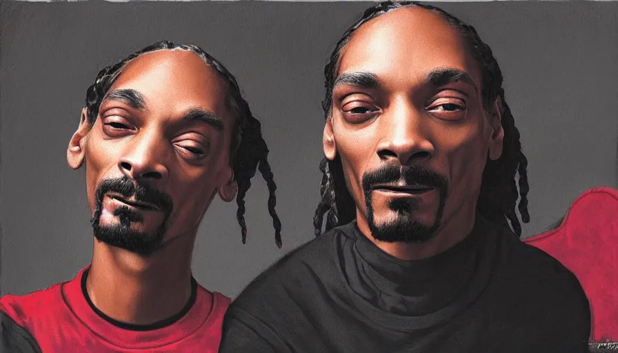 Image similar to Snoop Dogg smiled sweetly red eyes, nothing superfluous, photorealism