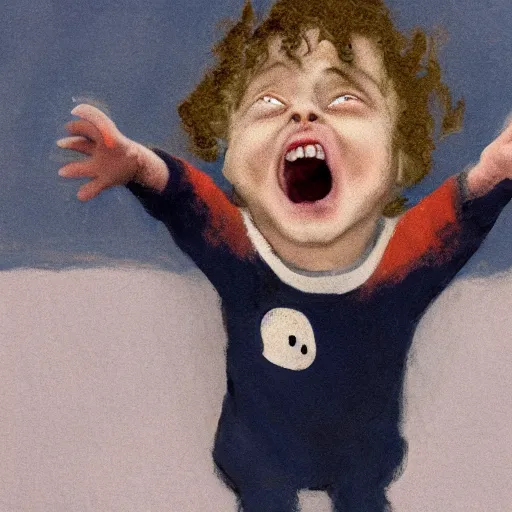 Image similar to a screaming child having a tantrum