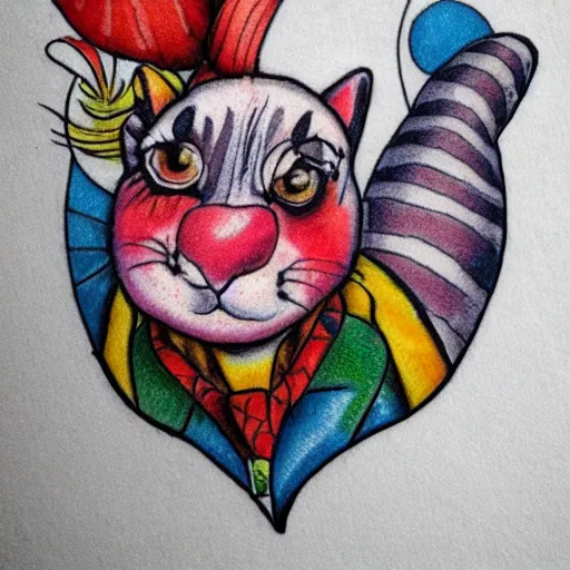 Image similar to clown cat tattoo design