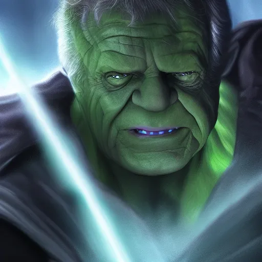 Prompt: Emperor Palpatine is The Hulk, hyperdetailed, artstation, cgsociety, 8k