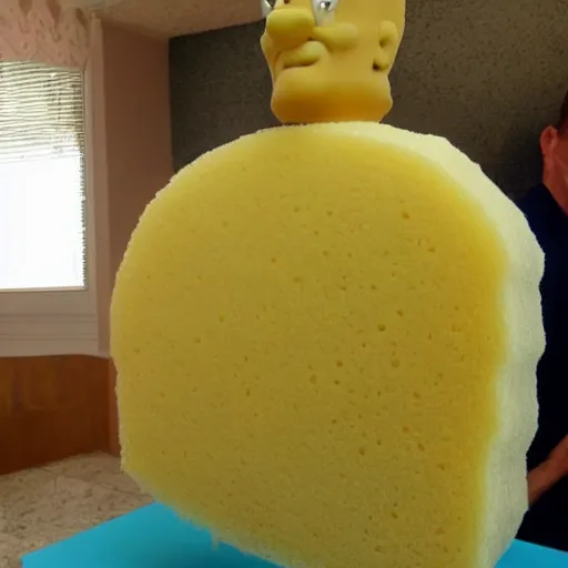 Prompt: a sponge sculpture of a man