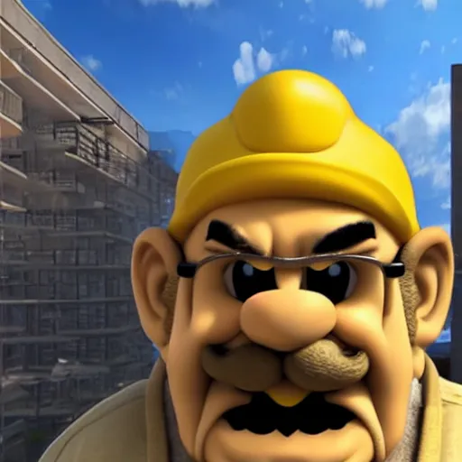 Image similar to realistic wario working at a construction site