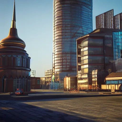 Prompt: russian city of the future, cinematic light, long shadows, reflections, unreal engine, photorealistic, zbrush, octane render, - 8