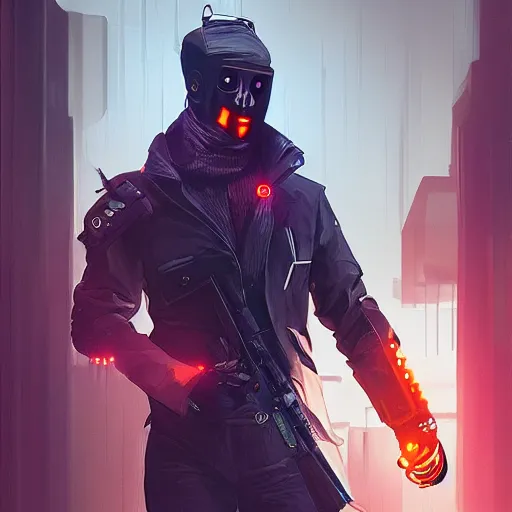 Image similar to spy with mask with a symbol for a society secret, dynamic pose, cyberpunk, sect, luxury, concept art by jama jurabaev, extremely detailed, brush hard, artstation, jama jurabaev, sparths, andree wallin, edvige faini, balaskas