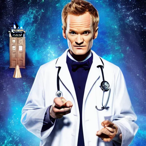 Image similar to neil patrick harris as doctor who, bbc promotional artwork