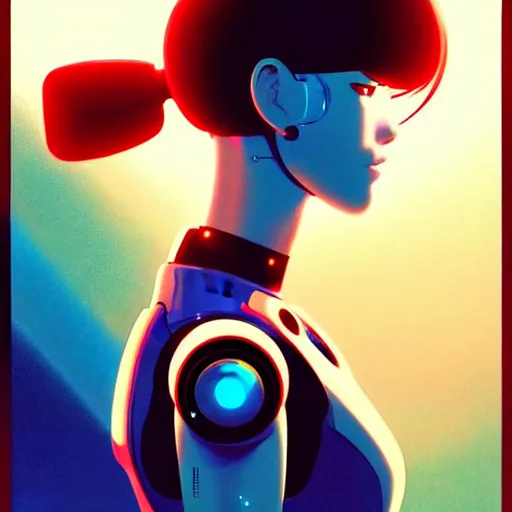 Image similar to side portrait scifi robotic cyborg girl with robotic enhancements and spacesuit | | head only in center of image, audrey plaza, fine detail!! anime!! realistic shaded lighting!! poster by ilya kuvshinov katsuhiro otomo ghost - in - the - shell, magali villeneuve, artgerm, jeremy lipkin and michael garmash and rob rey