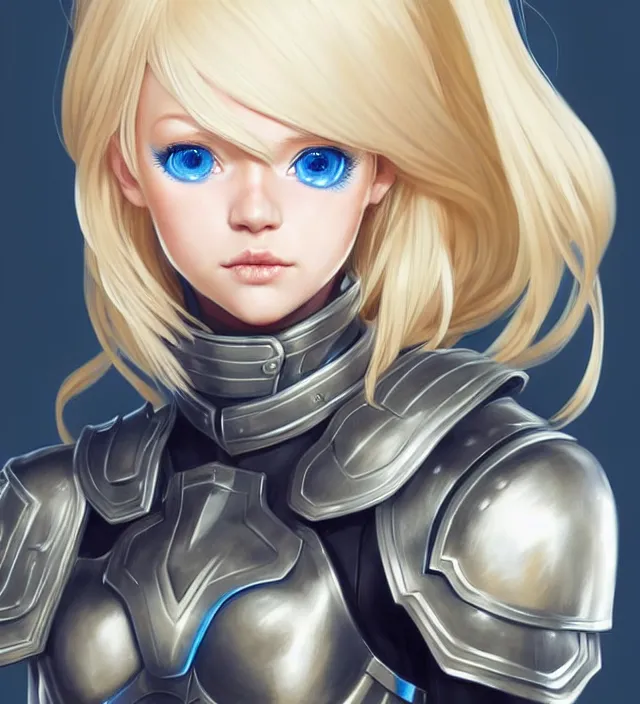 Image similar to character concept art of a cute german woman with blond hair and blue eyes, wearing plastic armor. lovely - fine - face, pretty face, key visual, realistic shaded perfect face, fine details by stanley artgerm lau, wlop, rossdraws, james jean, andrei riabovitchev, marc simonetti, sakimichan, trending on artstation