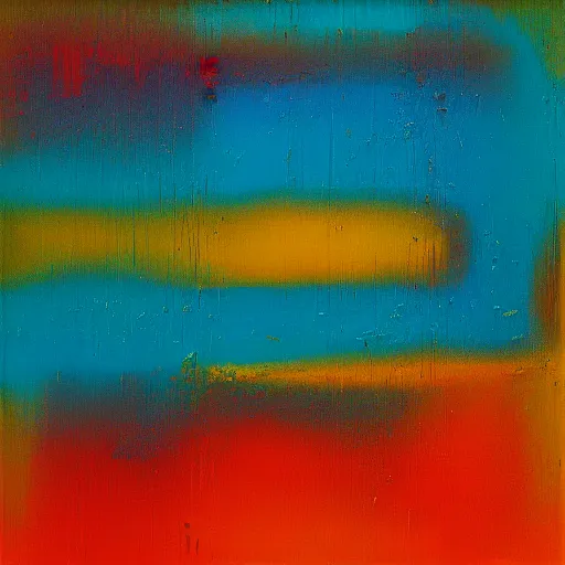 Image similar to a beautiful abstract turquoise, orange and yellow impasto textured painting by gerhard richter, texture,