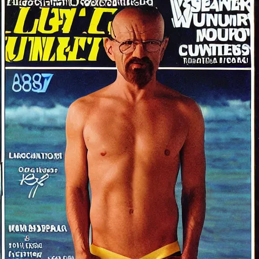 Image similar to Walter White on the cover of Swimsuit Illustrated (1989)