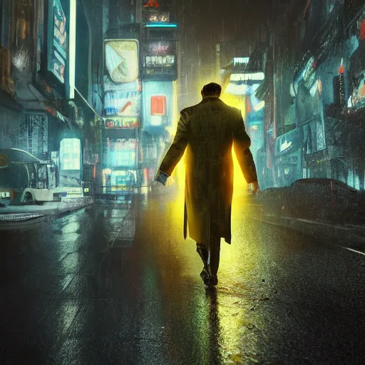 Prompt: ultra realistic and intricate detailed photograph of a detective in trench coat, neon, cyberpunk, technology, innovation, bright modern style, blade runner, artstation, unreal render, depth of field, ambient lighting, award winning, stunning