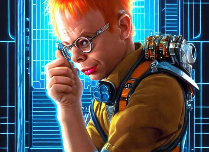 Prompt: young rick moranis in the fifth element, far future, highly detailed, trending on artstation, intricate, cinematic composition, by rutkowski