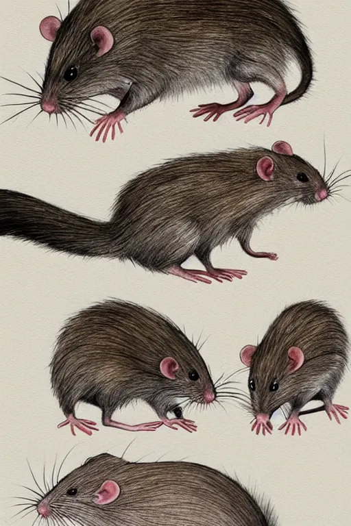 Image similar to life cycle of human rat, realistic, sketch and art by jacqueline e, color by bo feng lin