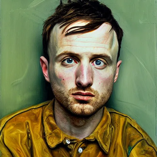 Prompt: high quality high detail painting by lucian freud, hd, portrait jesse pinkman