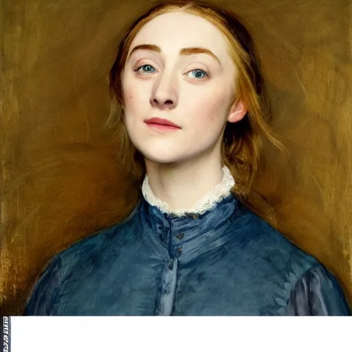 Prompt: a true-to-life portrait of Saoirse Ronan painted by John Everett Millais, real life accurate, photoshoot