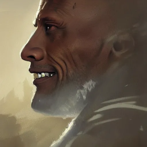 Prompt: dwayne johnson wearing dream merchandise trending on artstation, painted by greg rutkowski