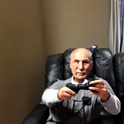 Image similar to Mafia boss playing video games with his grandson, shot on iPhone, living room, CRT TV